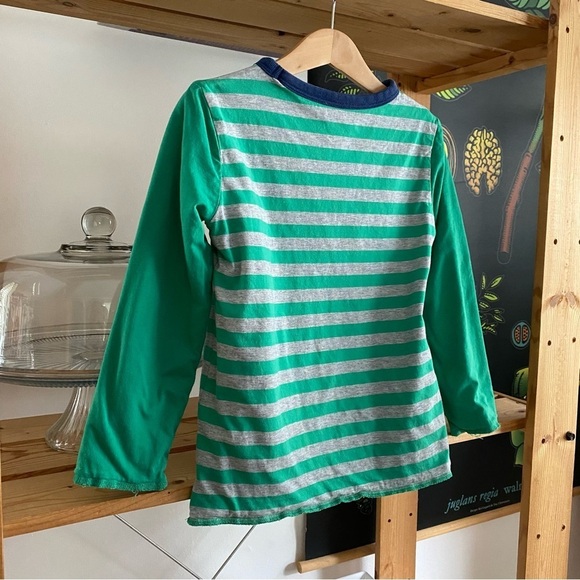 Mini Boden Green Snail Race Stripe Reversible Long Sleeve Shirt - Picture 12 of 15